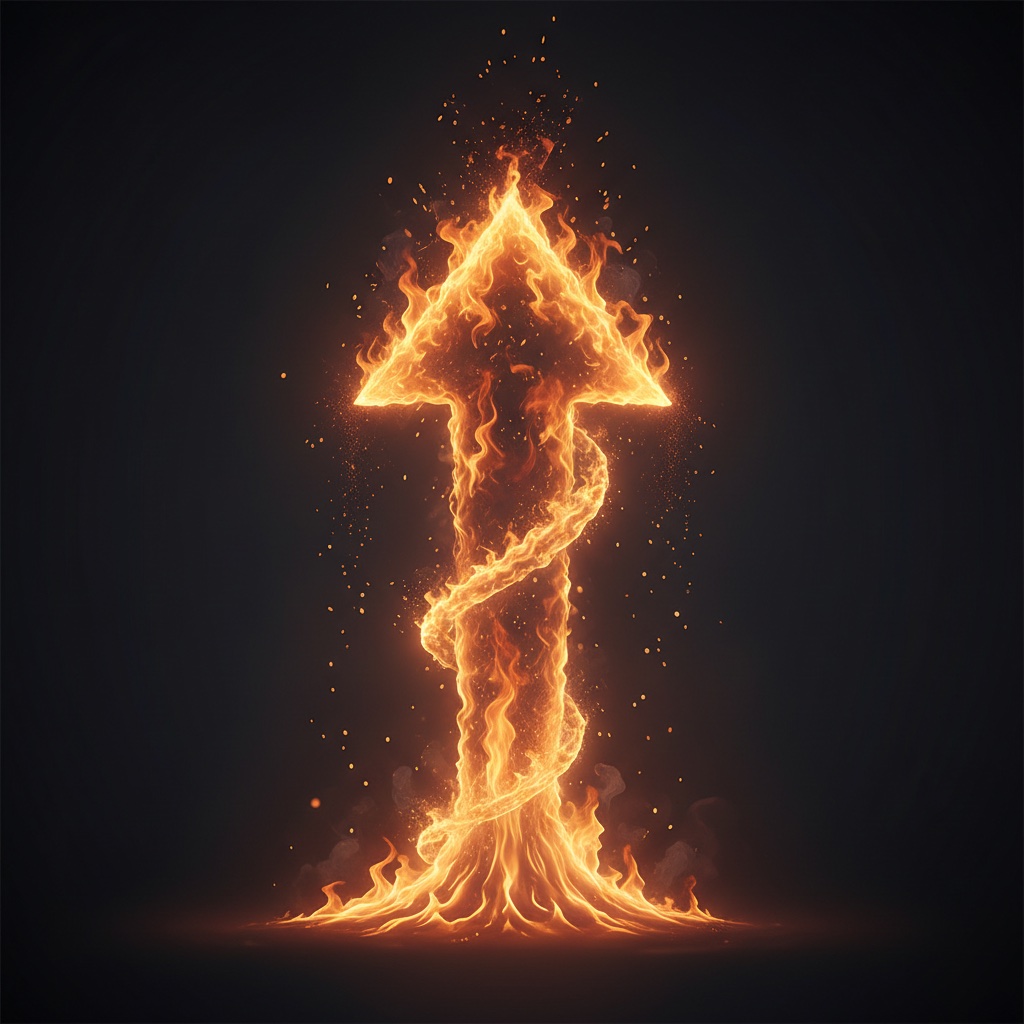 Scale and compound: a flame surging into a rising growth arrow
